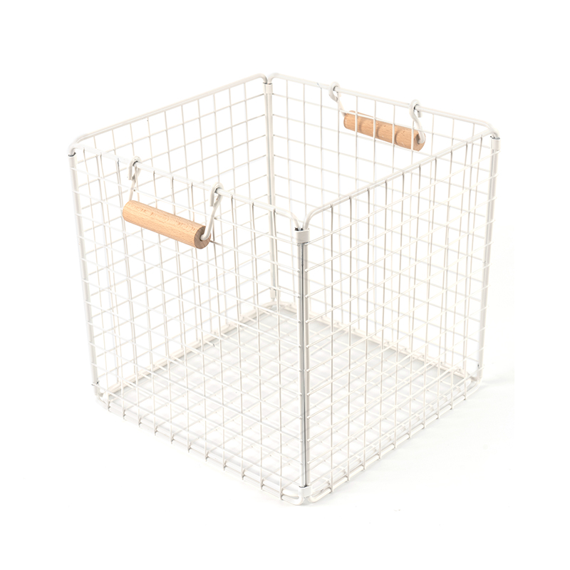 Giỏ lưu trữ dây có tay cầm bằng gỗ cho phòng đựng thức ăn