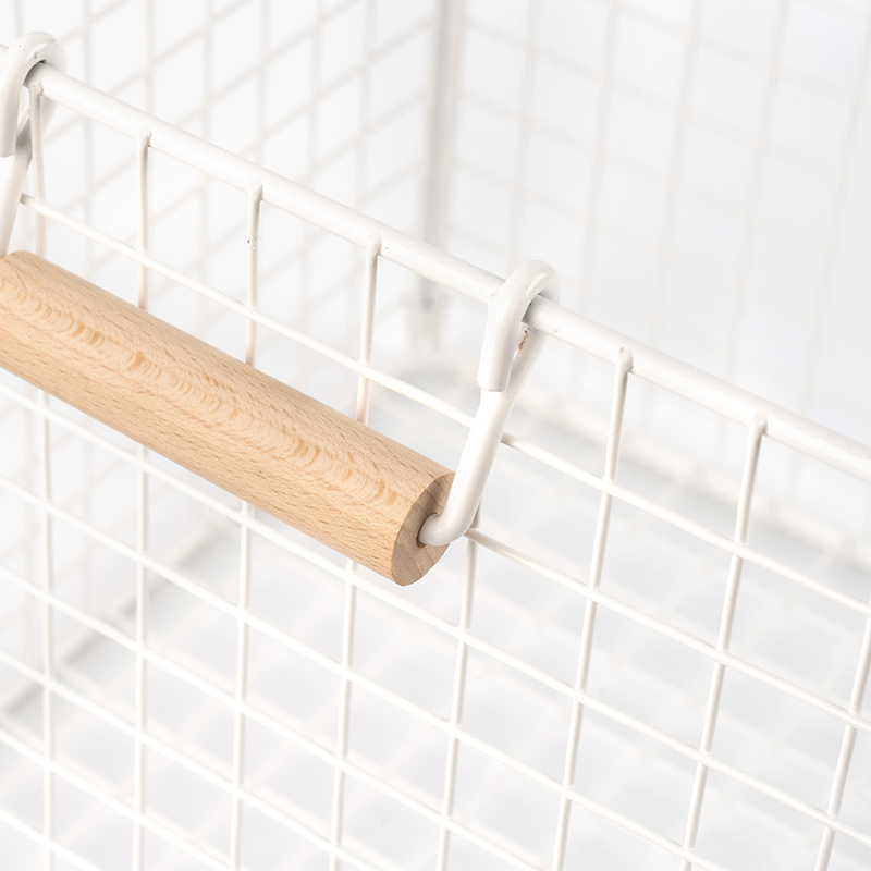 Giỏ lưu trữ dây có tay cầm bằng gỗ cho phòng đựng thức ăn