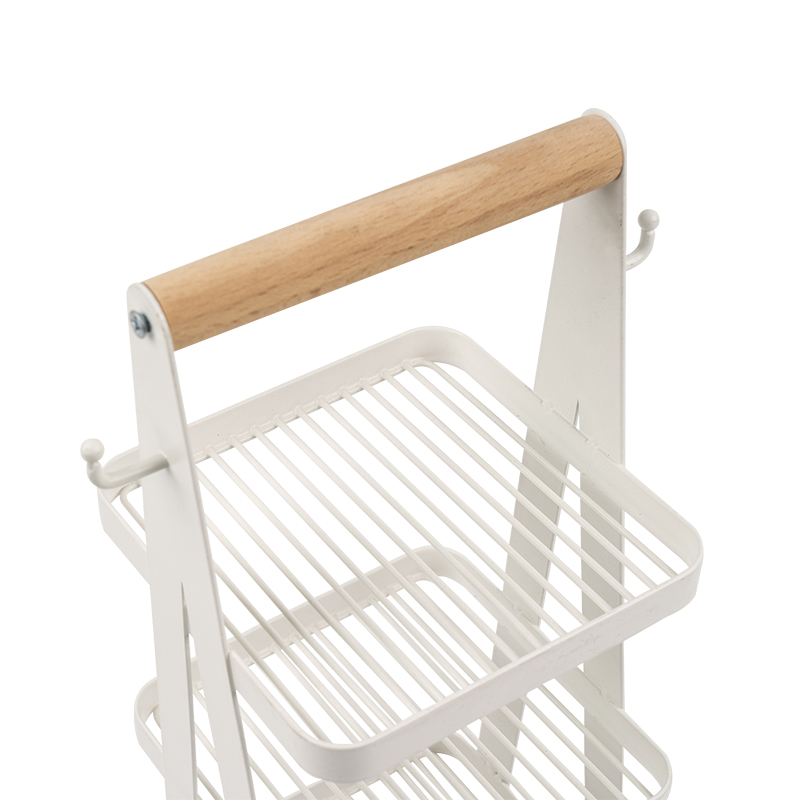 Giỏ đựng đồ di động tay cầm bằng gỗ 3 tầng